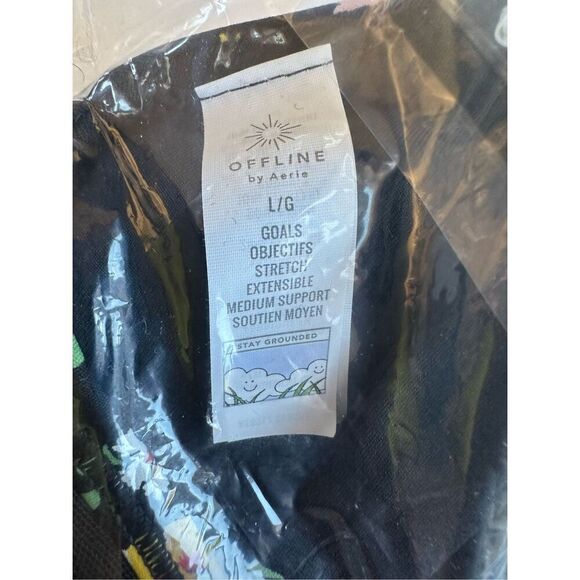 Size L OFFLINE by Aerie Goals Plunge Sports Bra in True Black - Picture 5 of 6